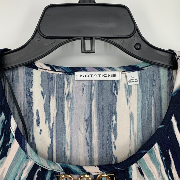 Notations Top Abstract Printed Short Sleeve Blouse Jersey NWT - Picture 2 of 9